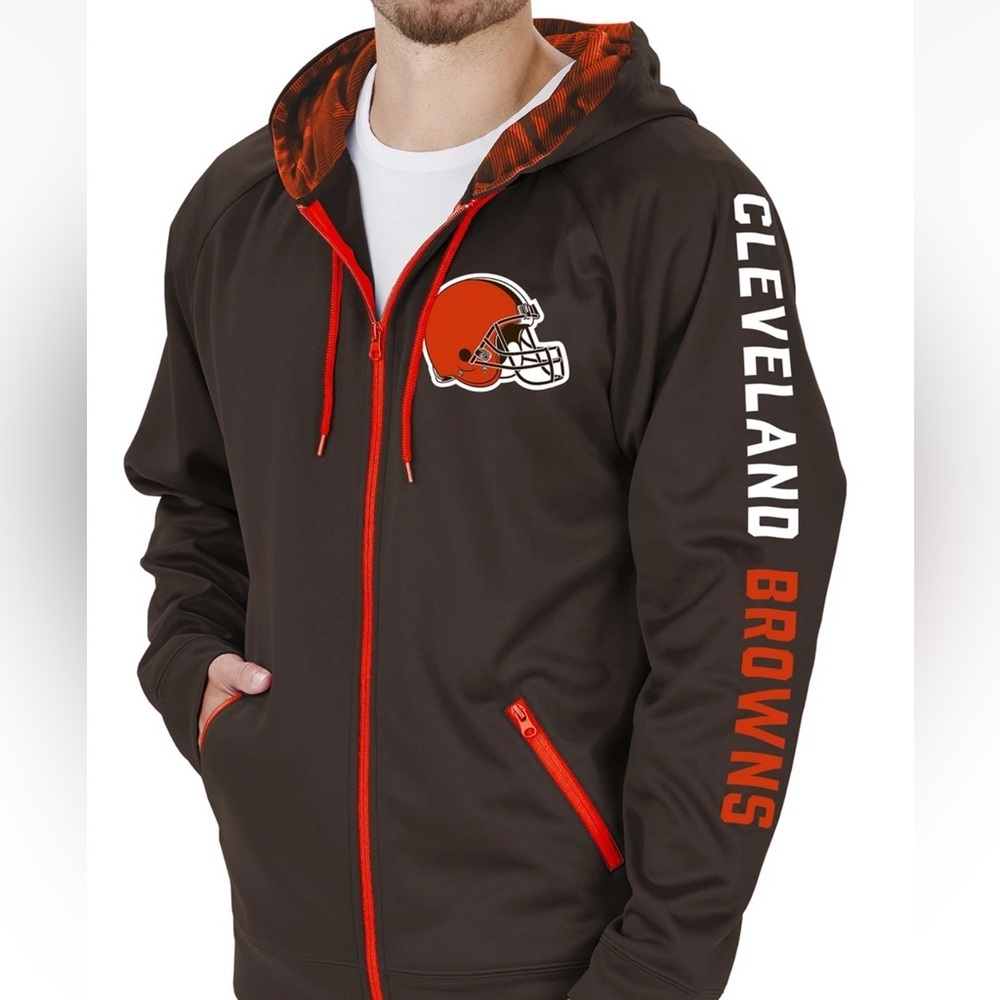 Cleveland Browns  Full-Zip Hoodie Logo down Arm. Size XL Unisex.